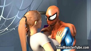 3D गोरा babe gets her pussy licked द्वारा Spiderman